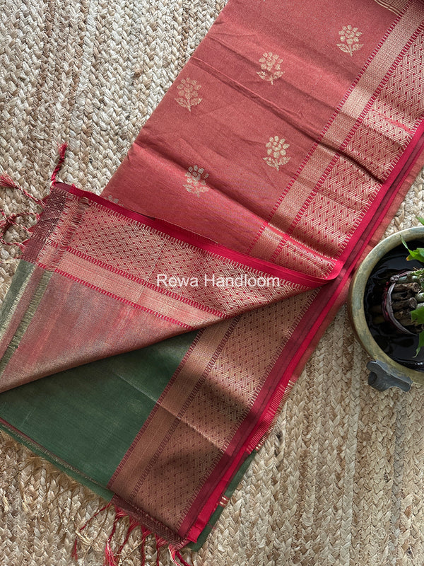 Maheshwari Green Tissue Butti Saree TBBS0121