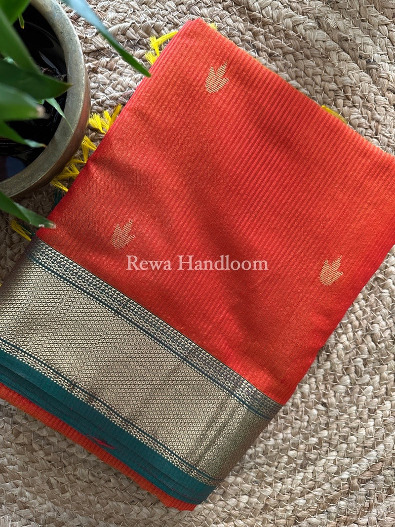 Maheshwari Red Butta Pallu Silk Saree ZM010