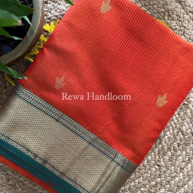 Maheshwari Red Butta Pallu Silk Saree ZM010