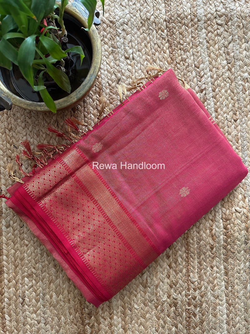 Maheshwari Pink Tissue Butti Saree TBBS0122