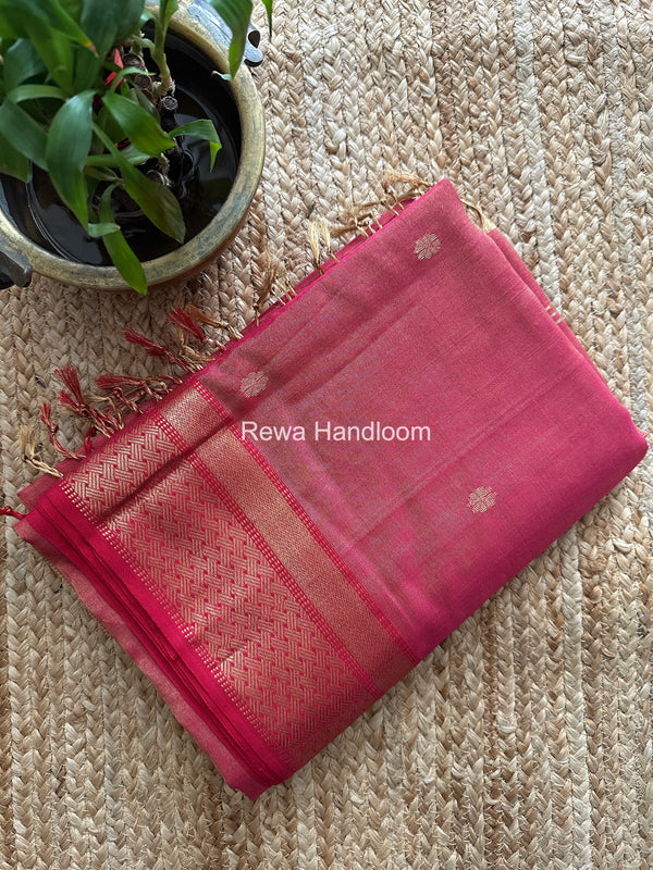 Maheshwari Pink Tissue Butti Saree TBBS0122