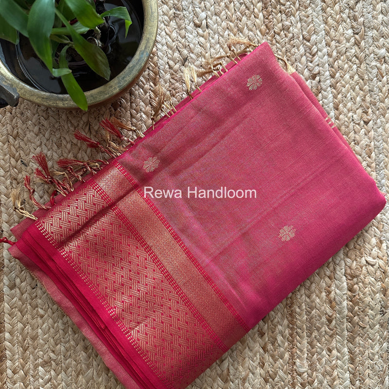 Maheshwari Pink Tissue Butti Saree TBBS0122