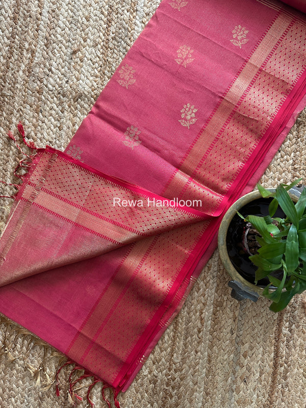 Maheshwari Pink Tissue Butti Saree TBBS0122