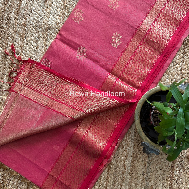 Maheshwari Pink Tissue Butti Saree TBBS0122