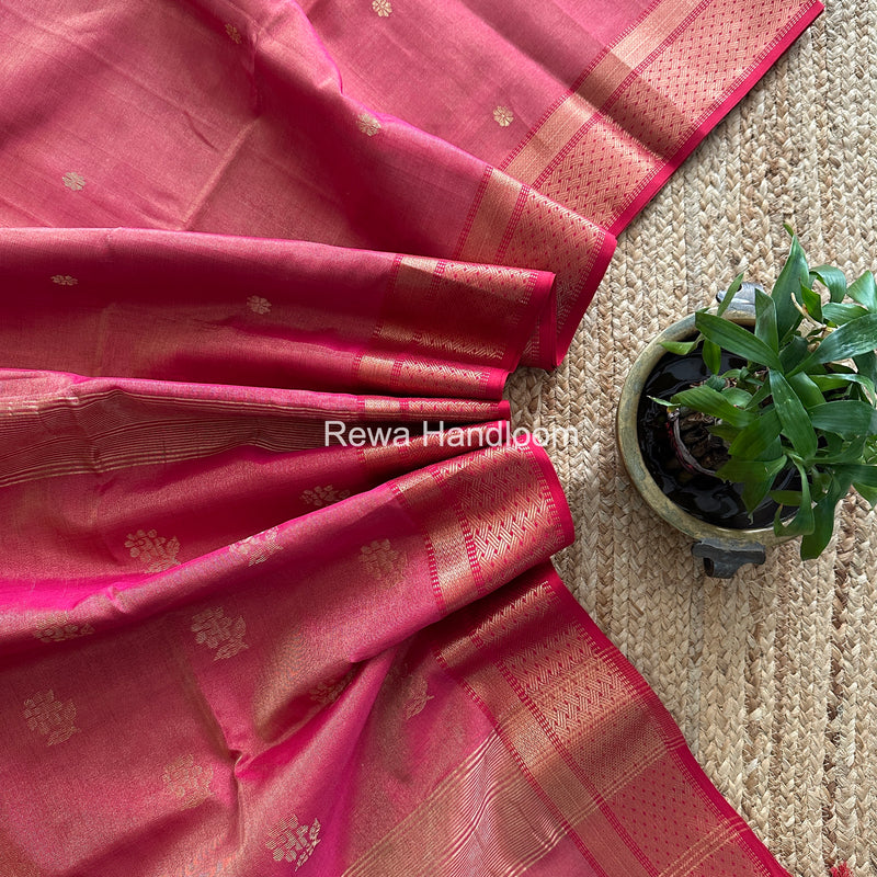 Maheshwari Pink Tissue Butti Saree TBBS0122
