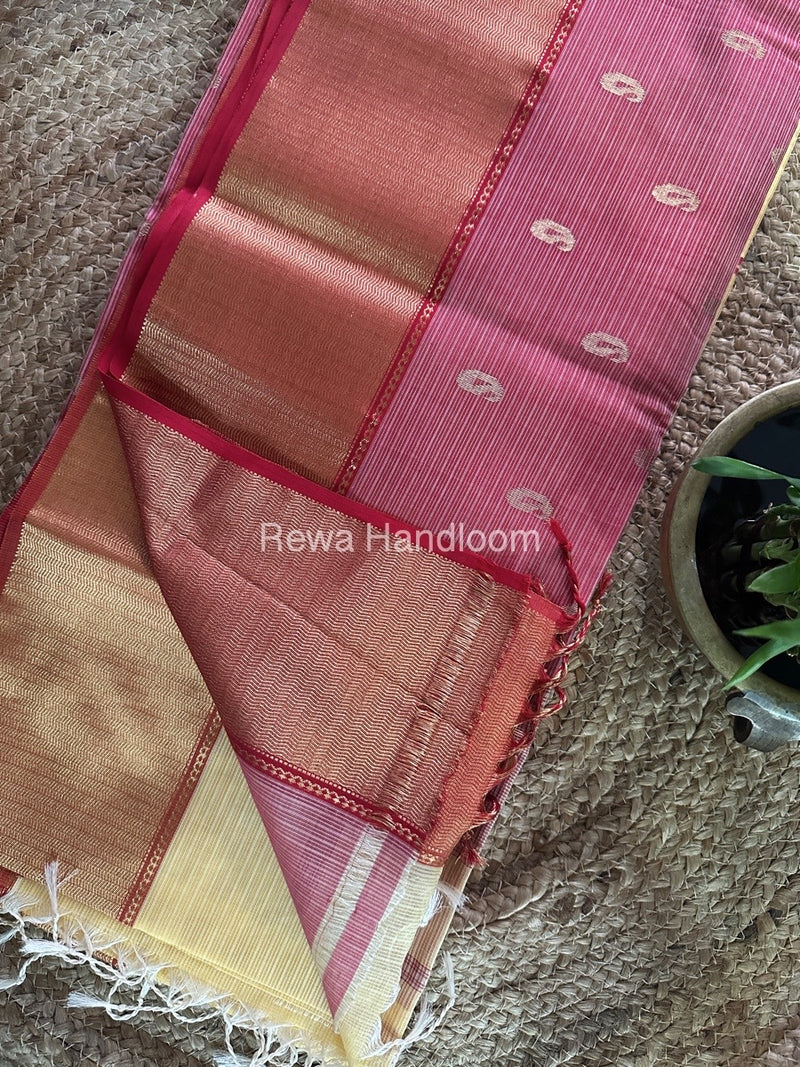 Maheshwari Yellow Golden Butti Saree SBP005