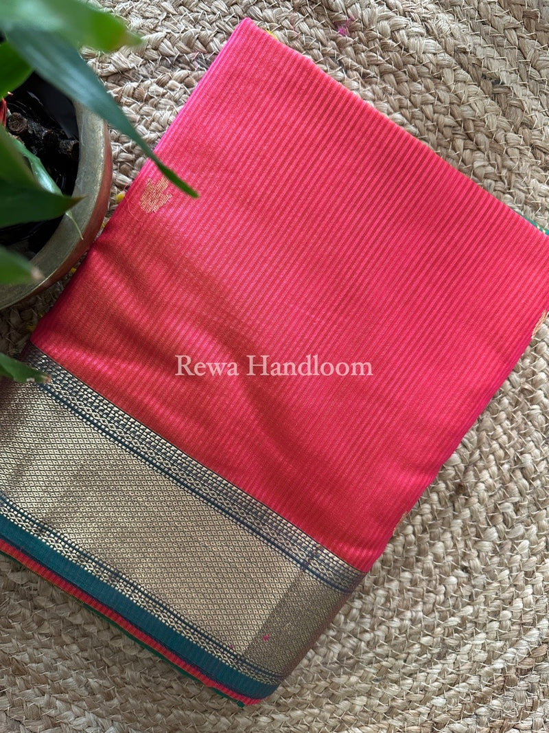 Maheshwari Fuchsia Pink Butta Pallu Silk Saree ZM012