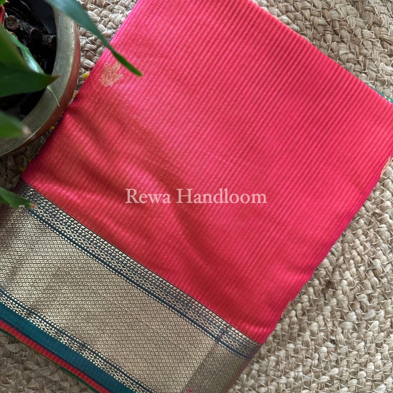 Maheshwari Fuchsia Pink Butta Pallu Silk Saree ZM012