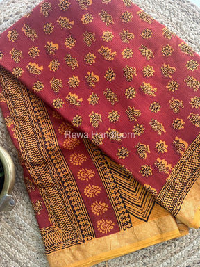 Maheshwari Bagh Print Small Border Saree