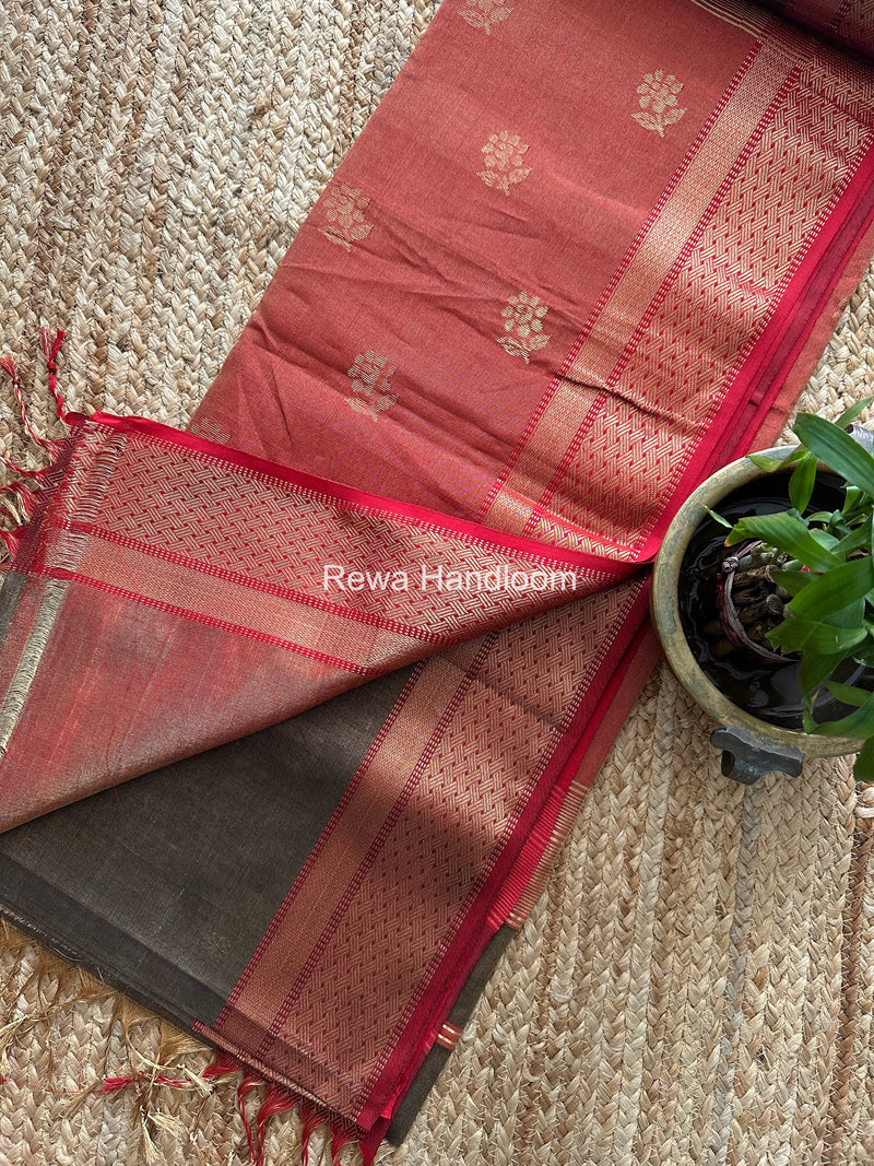 Maheshwari Black Tissue Butti Saree TBBS0123