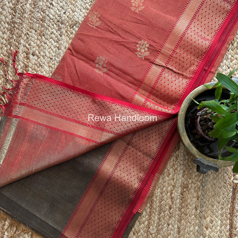 Maheshwari Black Tissue Butti Saree TBBS0123