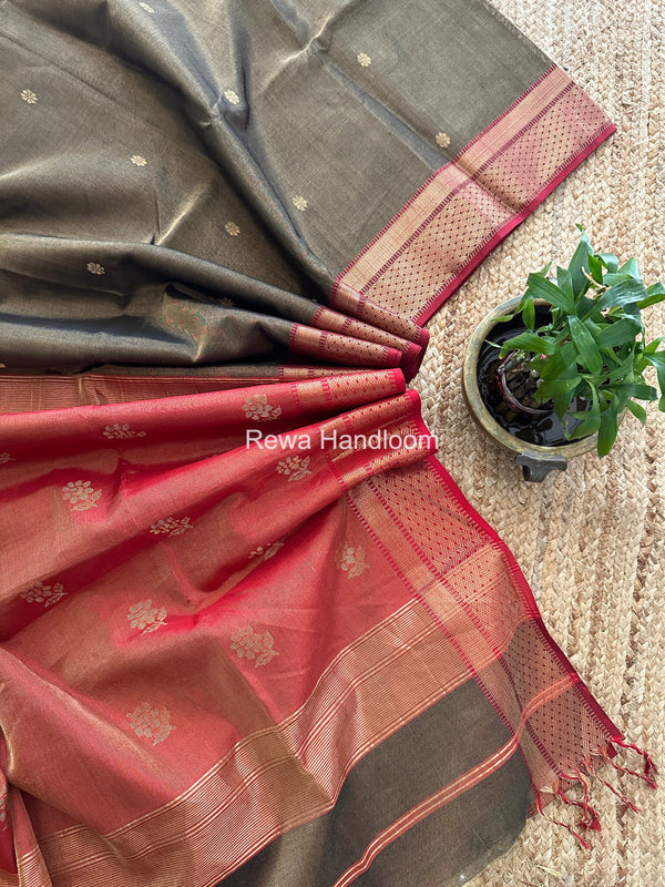 Maheshwari Black Tissue Butti Saree TBBS0123