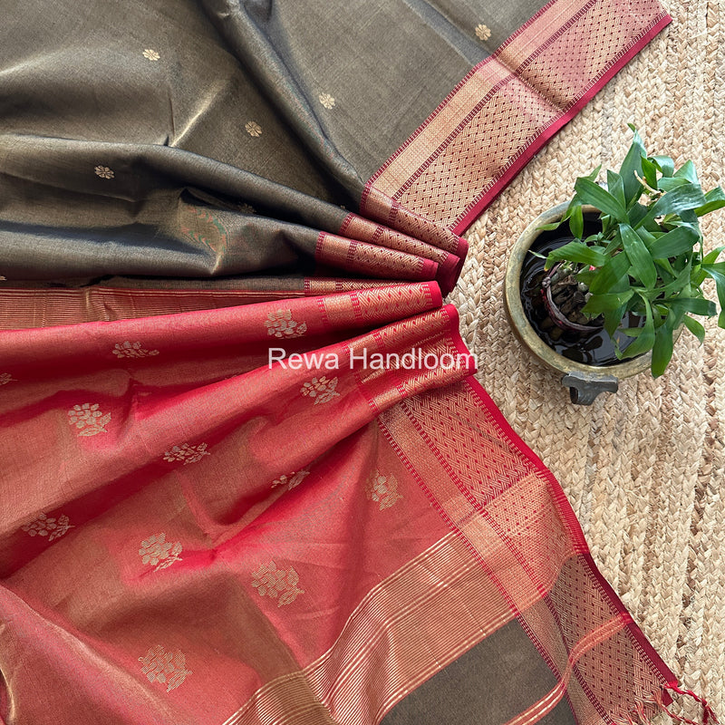 Maheshwari Black Tissue Butti Saree TBBS0123