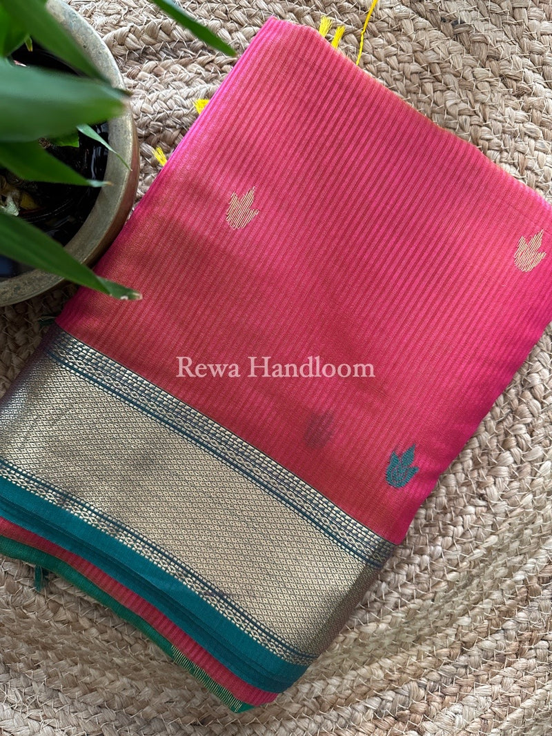 Maheshwari Pink Butta Pallu Silk Saree ZM011