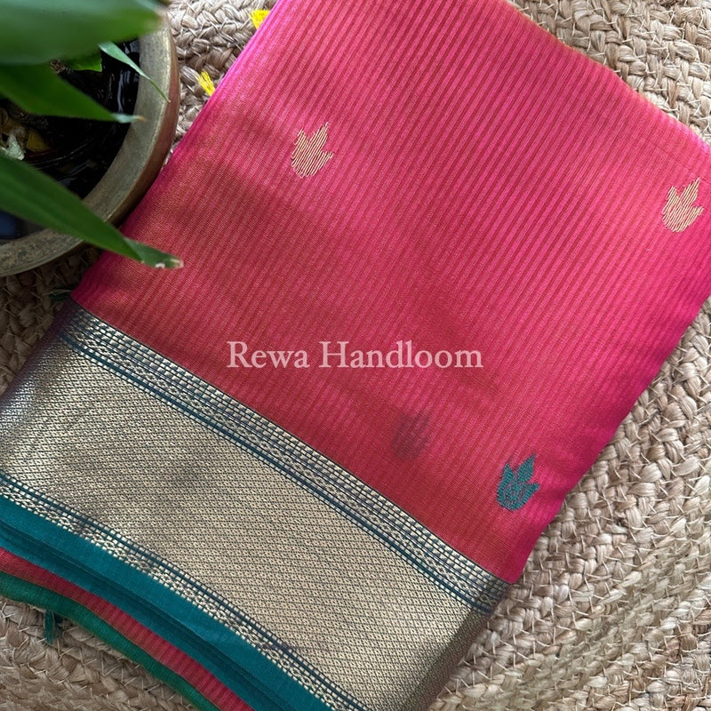 Maheshwari Pink Butta Pallu Silk Saree ZM011