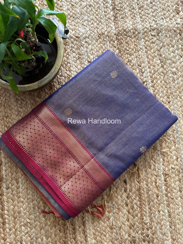 Maheshwari Blue Tissue Butti Saree TBBS0124