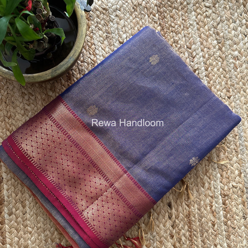 Maheshwari Blue Tissue Butti Saree TBBS0124