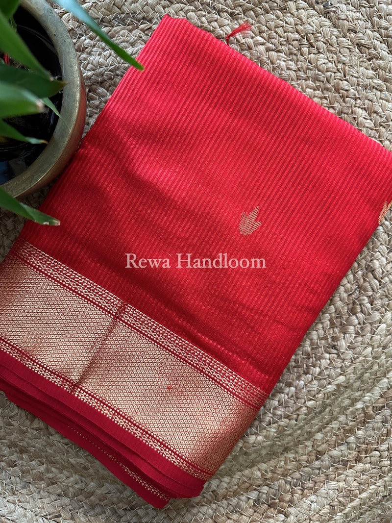 Maheshwari Red Butta Pallu Silk Saree ZM016