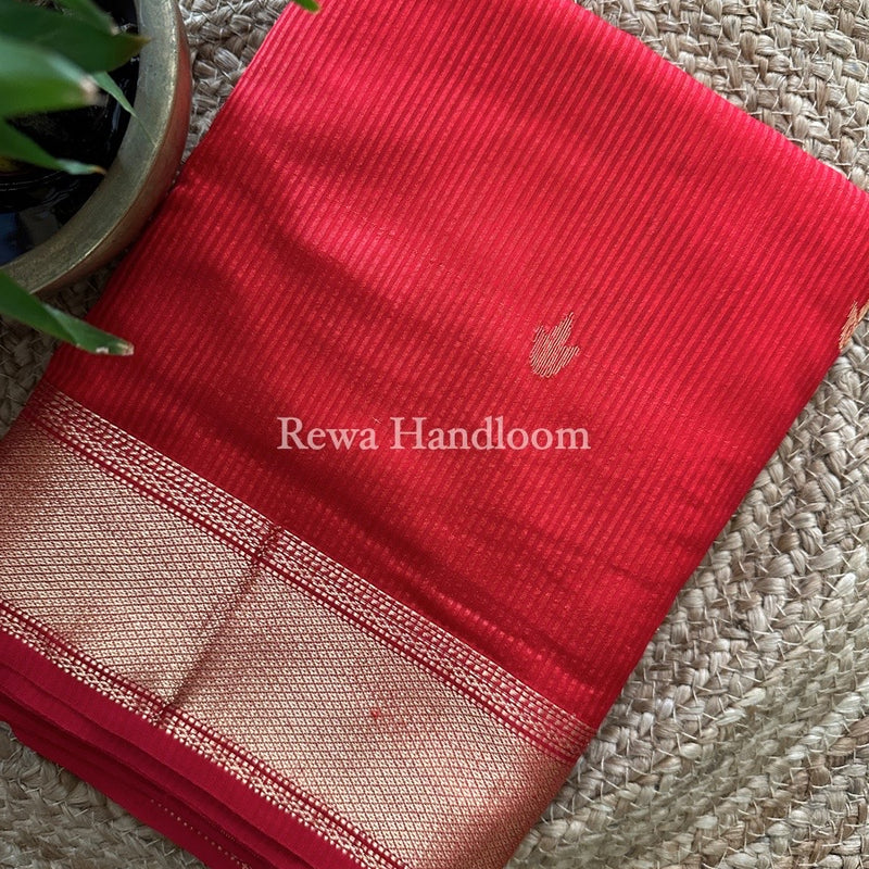 Maheshwari Red Butta Pallu Silk Saree ZM016