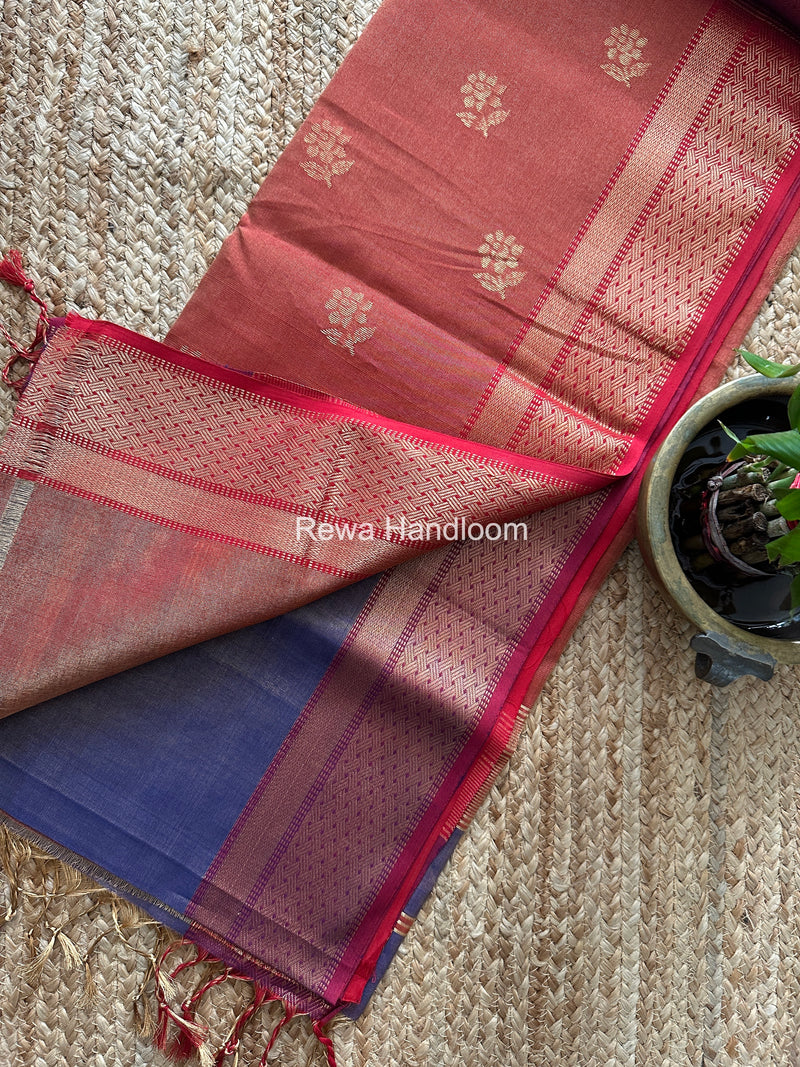 Maheshwari Blue Tissue Butti Saree TBBS0124