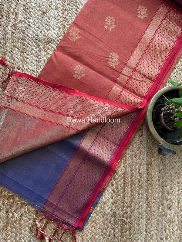 Maheshwari Blue Tissue Butti Saree TBBS0124