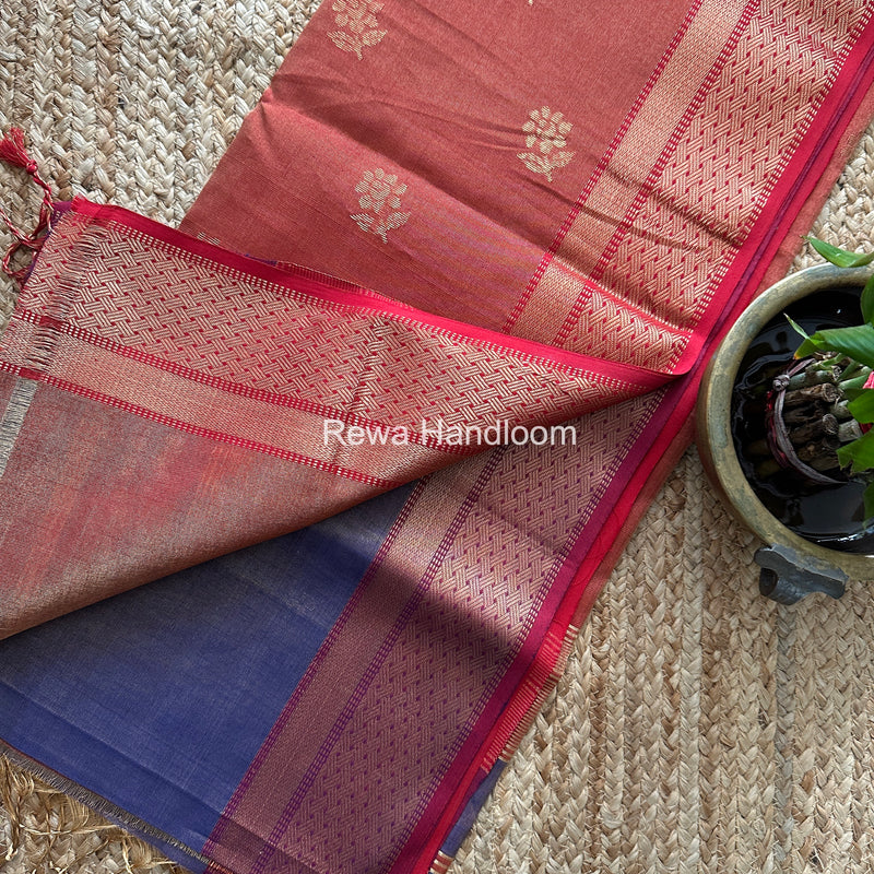 Maheshwari Blue Tissue Butti Saree TBBS0124