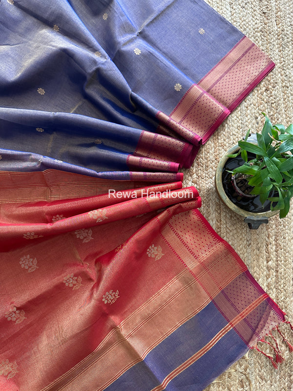 Maheshwari Blue Tissue Butti Saree TBBS0124