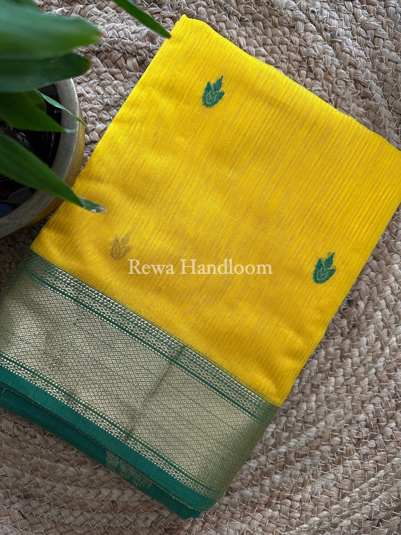 Maheshwari Yellow Butta Pallu Silk Saree ZM0015