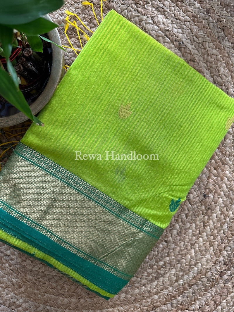 Maheshwari Parrot Green Butta Pallu Silk Saree ZM013