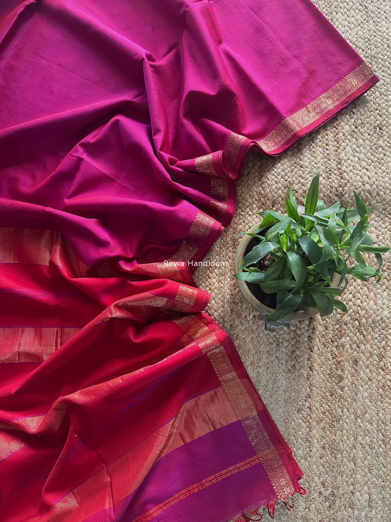 Maheshwari Magenta Garbha Reshami Silk Saree GS265