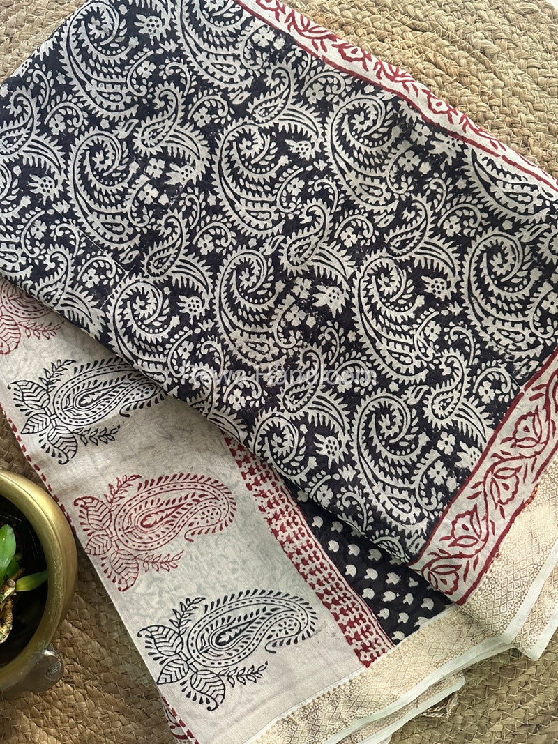Maheshwari  Bagh Print Small Border Saree