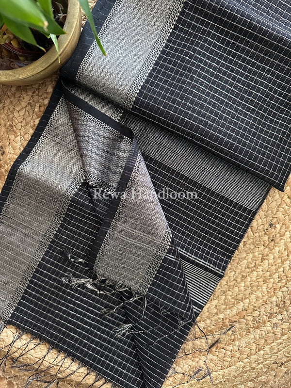 Maheshwari Silver Zari Checks Silk Saree