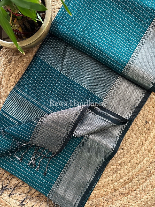 Maheshwari Silver Zari Checks Silk Saree