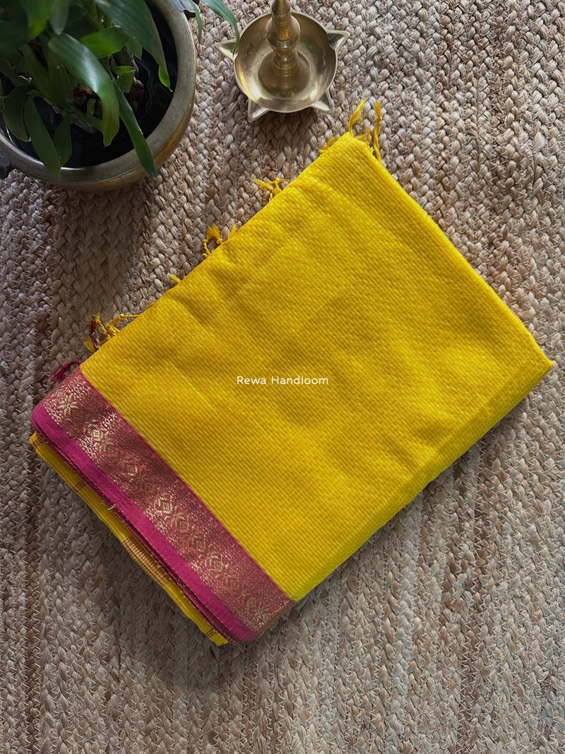 Maheshwari Yellow Garbha Reshami Silk Saree GS268