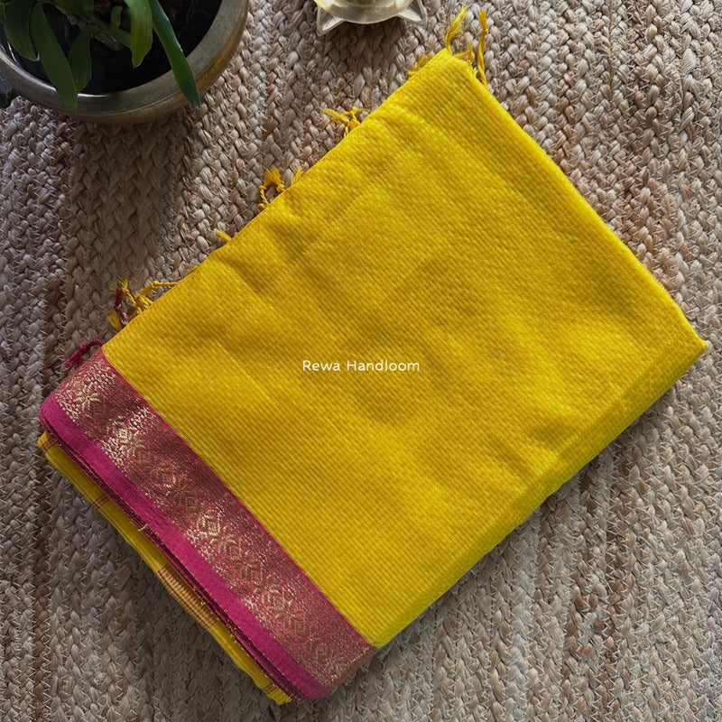 Maheshwari Yellow Garbha Reshami Silk Saree GS268