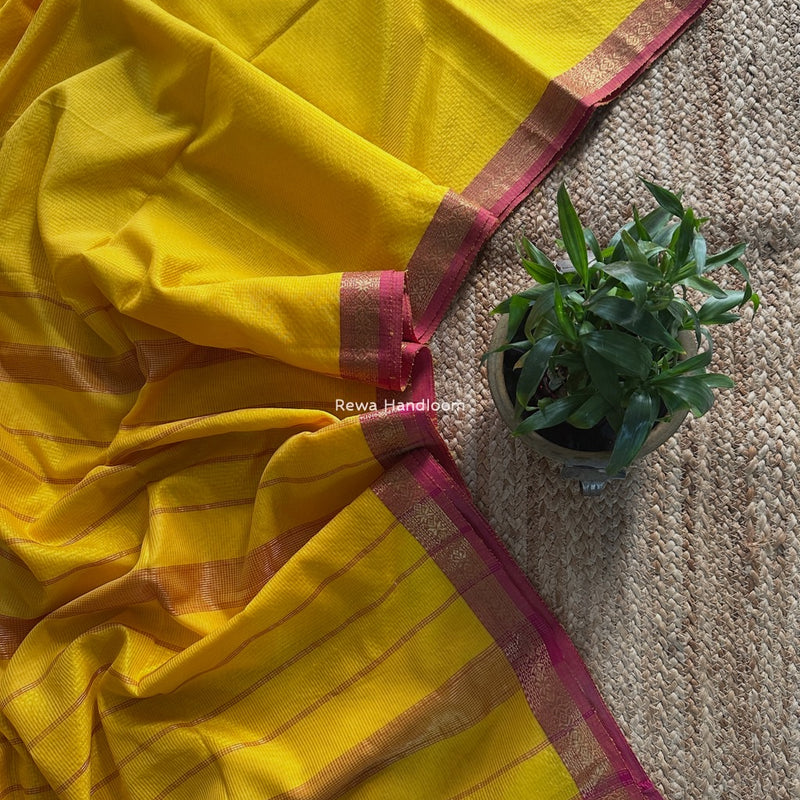 Maheshwari Yellow Garbha Reshami Silk Saree GS268