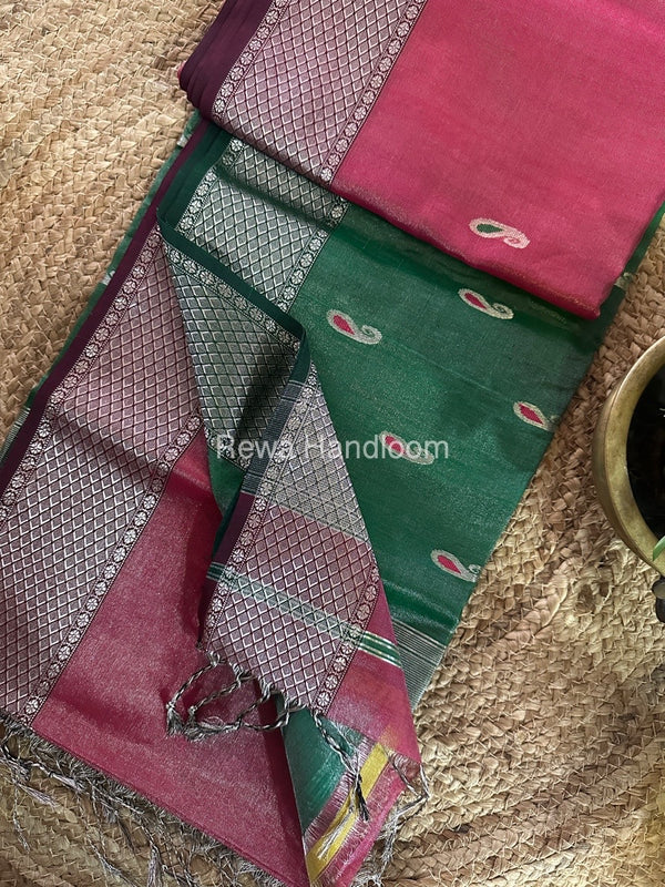 Maheshwari Silver Tissue Meena Butti Saree
