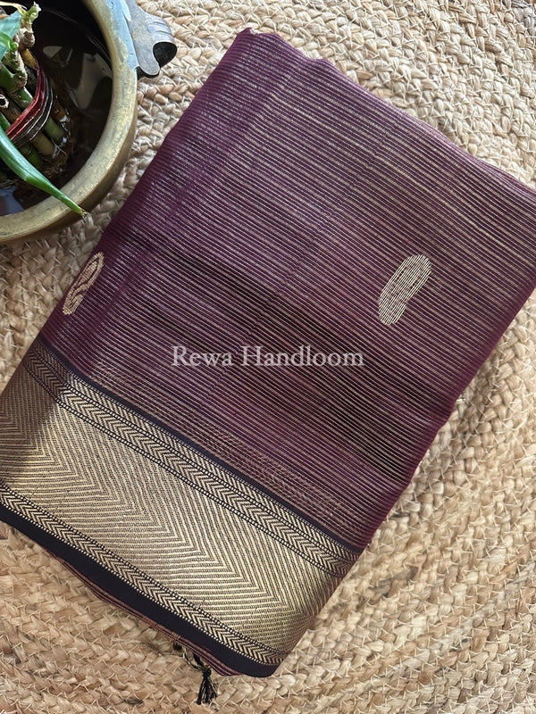 Maheshwari Wine Tissue Saree TBS027