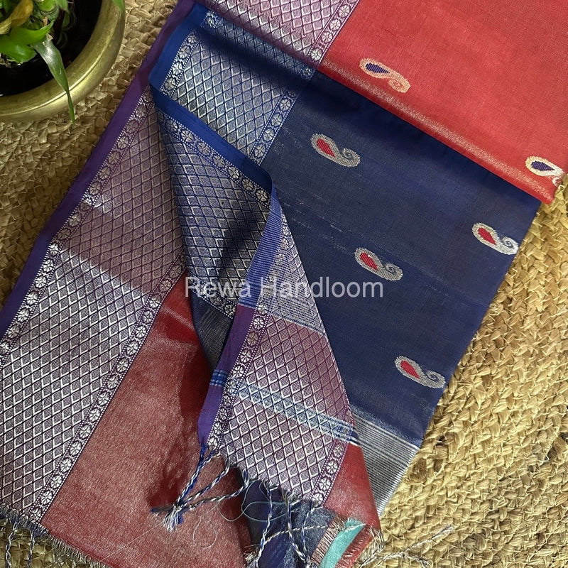 Maheshwari Silver Tissue Meena Butti Saree