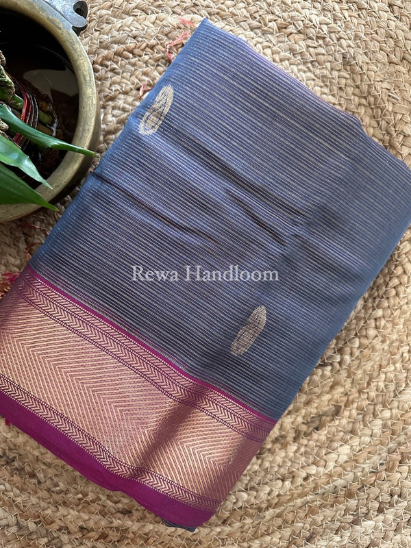 Maheshwari Slate Grey Tissue Saree TBS028