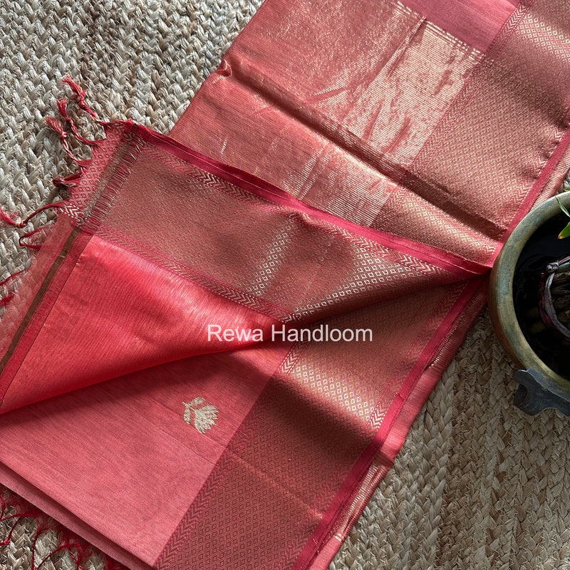 Maheshwari Peach Lotus Butta Saree LLBS052