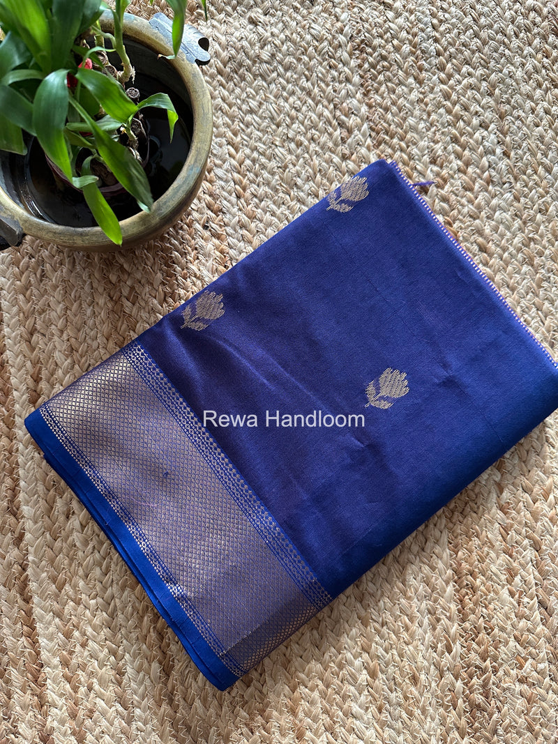 Maheshwari Royal Blue Lotus Shaded Butta Saree SLB020