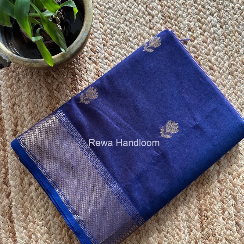 Maheshwari Royal Blue Lotus Shaded Butta Saree SLB020