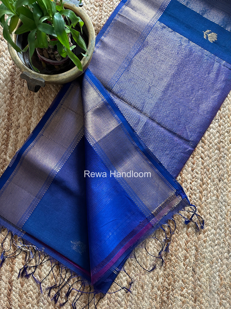 Maheshwari Royal Blue Lotus Shaded Butta Saree SLB020