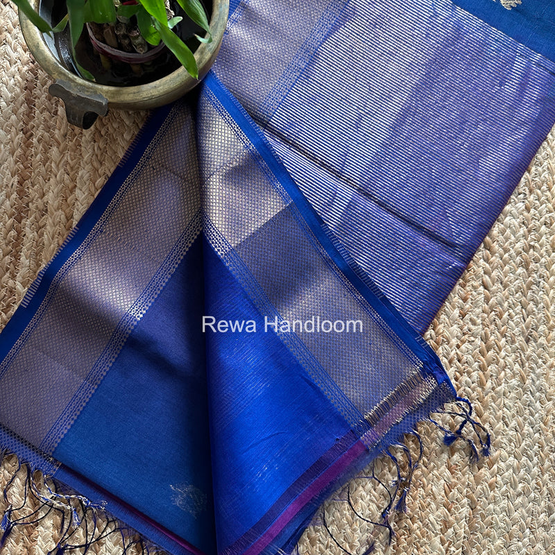 Maheshwari Royal Blue Lotus Shaded Butta Saree SLB020