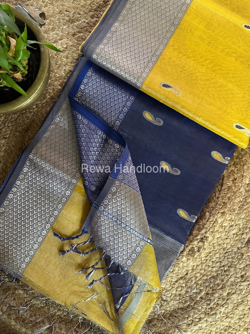 Maheshwari Silver Tissue Meena Butti Saree