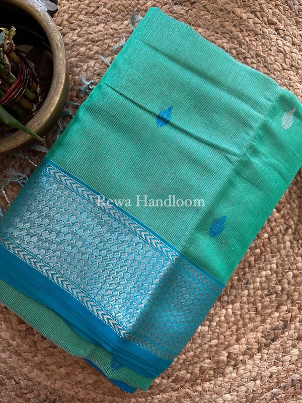 Maheshwari Aqua Green Tissue Saree TBS030