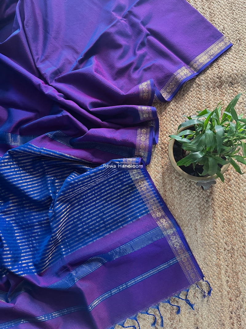 Maheshwari Purple Garbha Reshami Silk Saree GS271