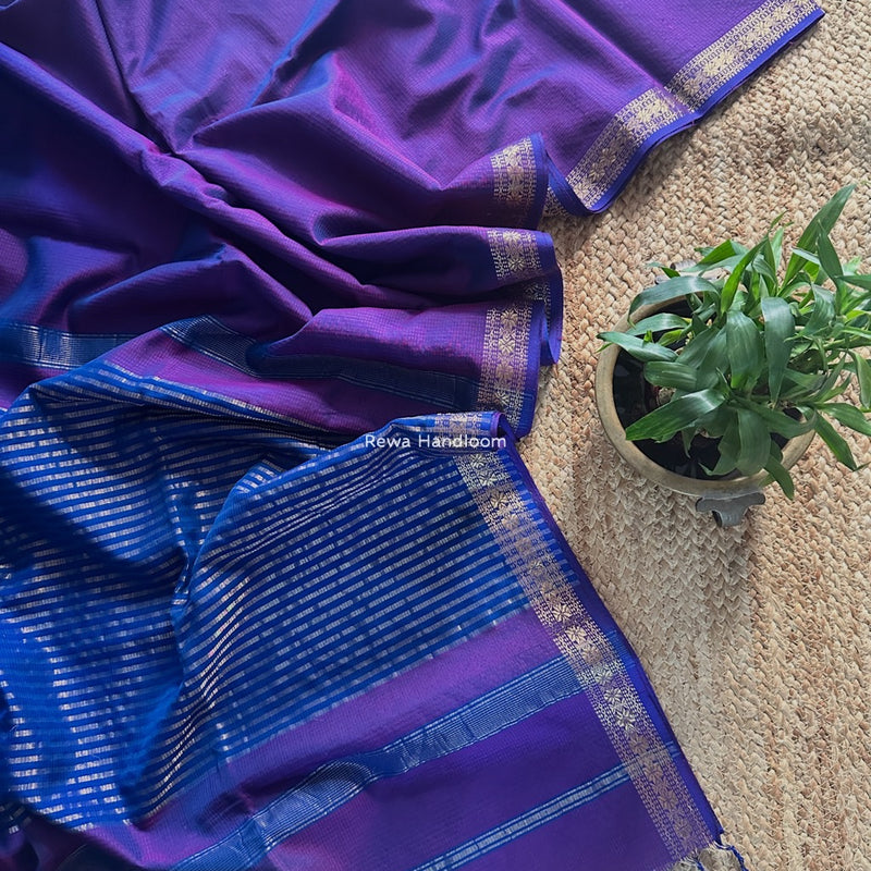 Maheshwari Purple Garbha Reshami Silk Saree GS271