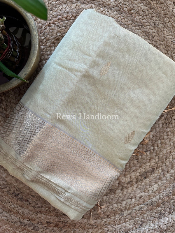Maheshwari Light Beige Tissue Saree TBS032